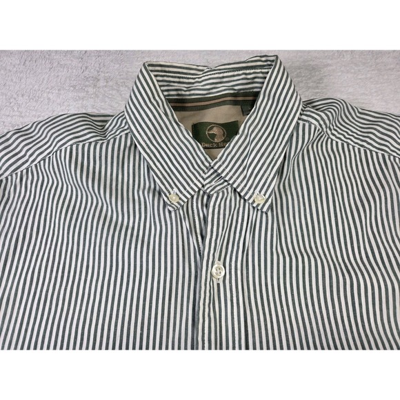 Duck Head Mens Large Green White Stripe Button Down Shirt Cotton Preppy Casual - Picture 4 of 9